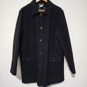 Harve Benard Coat Wool Blend Longline Black Front Cozy Warm lightweight Size 18